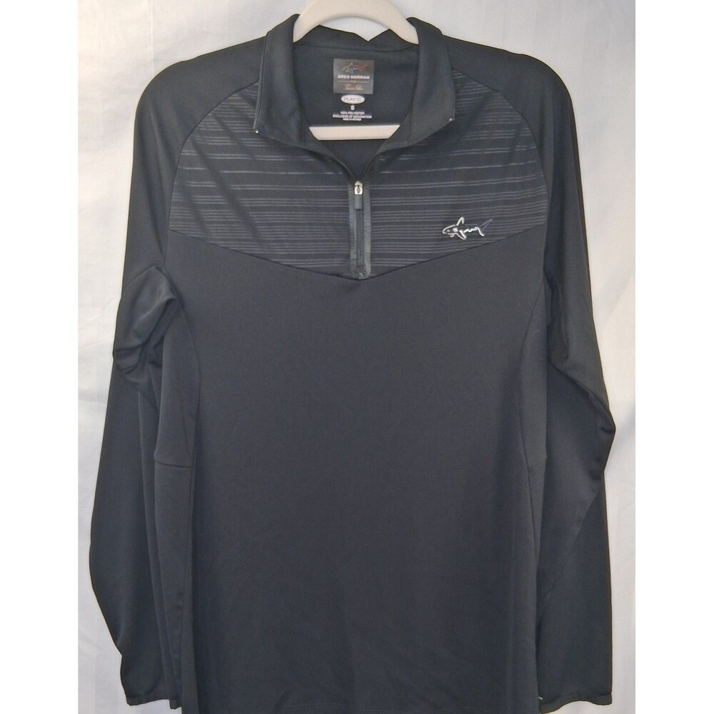 Greg Norman 1/4 Zip Shirt Mens Medium Play Dry Black Long Sleeve Size S